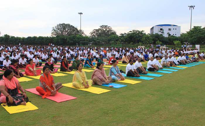 International Day of Yoga observed in KIIT University.
