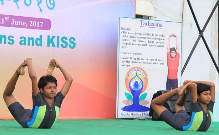 KISS students practise International Day of Yoga