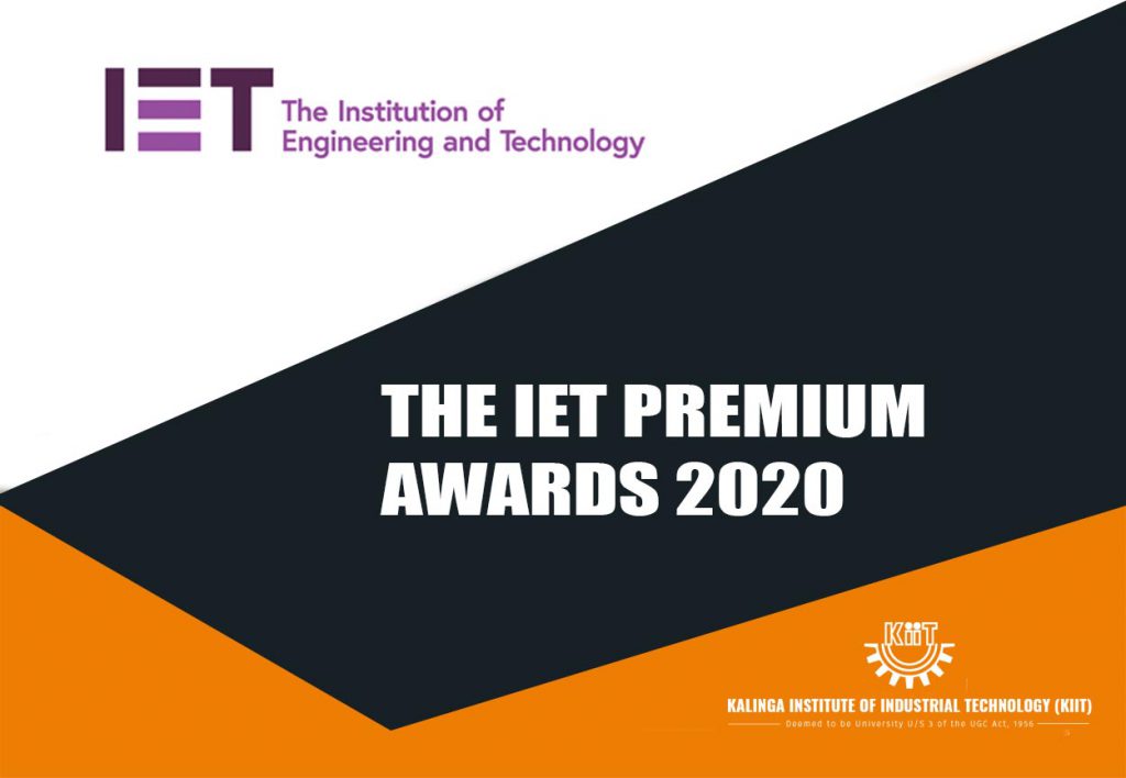2020 Premium Award for Best Paper for KIIT Faculty Members