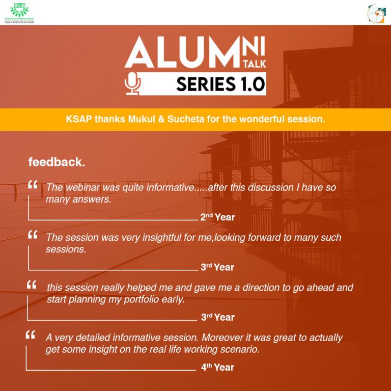 First Talk under ‘Alumni Talk Series’ at KIIT School of Architecture & Planning