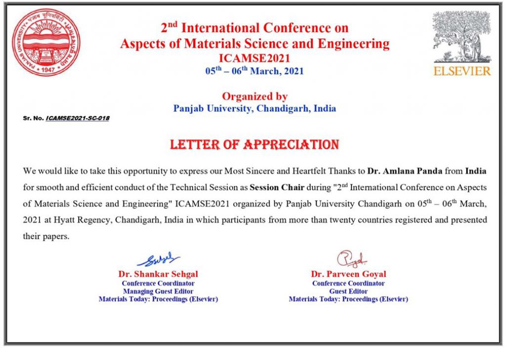 KIIT Faculty Appreciated as Session Chair at International Conference