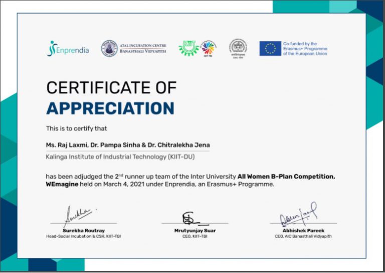 KIIT Student Bags 2nd Runner-Up Spot in All Women B-Plan Competition WEmagine