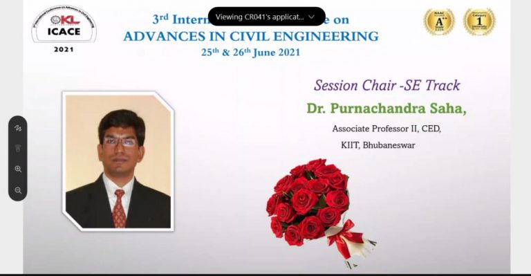Faculty from KIIT School of Civil Engineering acted as Session Chair in an International Conference organized by K.L. University