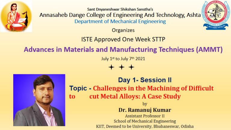 KIIT Faculty Invited as Expert Speaker to STTP on “Advances in Materials and Manufacturing Techniques”