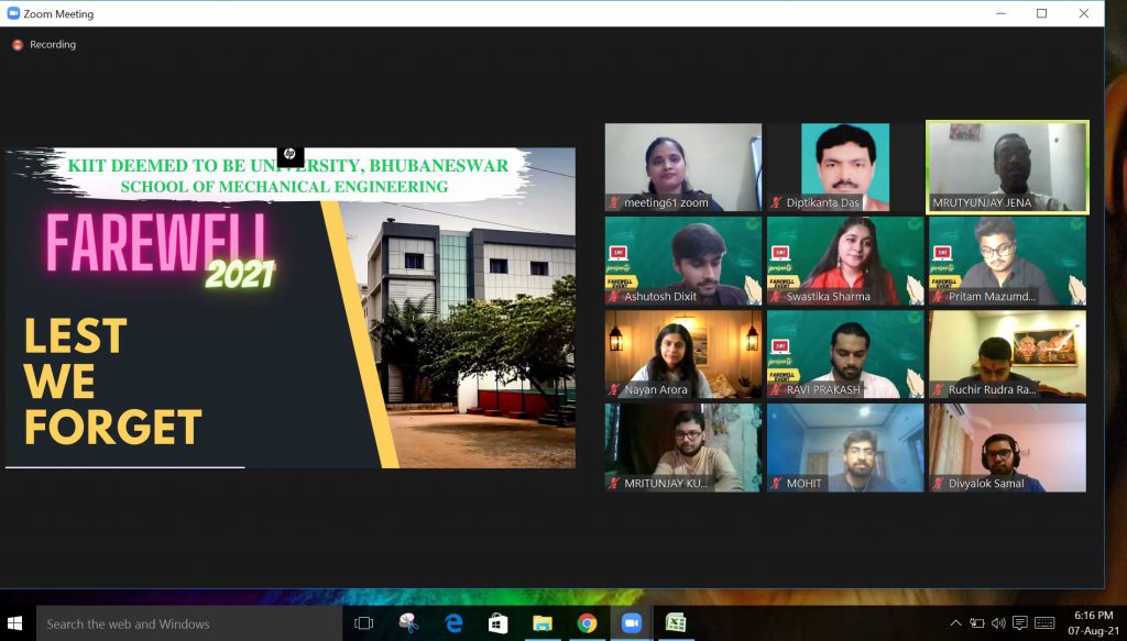 Students of KIIT School of Mechanical Engineering Organize Virtual Farewell to 2021 Pass-out Batch